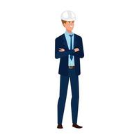 architect man met witte helm vector design