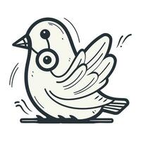 schattig tekenfilm tekening hand- getrokken vogel. vector illustratie.