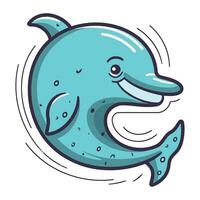 tekenfilm dolfijn. vector illustratie van een schattig tekenfilm dolfijn karakter.