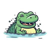 schattig tekenfilm krokodil. vector illustratie geïsoleerd Aan wit achtergrond.