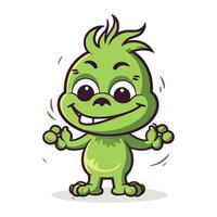 vector illustratie van schattig tekenfilm groen monster. geïsoleerd Aan wit achtergrond.