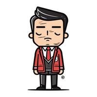 verdrietig Mens tekenfilm karakter. vector illustratie van verdrietig Mens in rood jasje.
