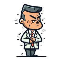 boos zakenman tekenfilm vector illustratie van een zakenman karakter