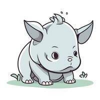 schattig neushoorn vector illustratie. tekenfilm dier karakter.