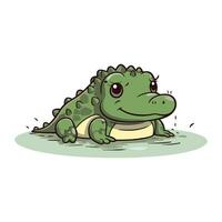 schattig tekenfilm krokodil. vector illustratie geïsoleerd Aan wit achtergrond.