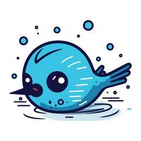 schattig blauw vogel in water. tekenfilm vector illustratie geïsoleerd Aan wit achtergrond.