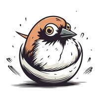 vector illustratie van schattig vogel. hand- getrokken tekenfilm stijl. geïsoleerd Aan wit achtergrond.