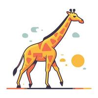 giraffe vlak vector illustratie. giraffe staand Aan een wit achtergrond.