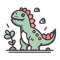 vector illustratie van schattig dinosaurus in vlak stijl. dinosaurus in tekenfilm stijl.