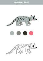 kleur schattig tekenfilm grijs civet. werkblad voor kinderen. vector