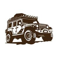 een logo van uit weg jeep 4x4 auto silhouet bezoek berg concept geïsoleerd vector