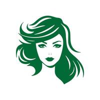 een logo van meisje icoon vrouw vector silhouet geïsoleerd ontwerp mooi en luxe levensstijl concept groen icoon