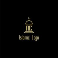 nc eerste monogram voor Islamitisch logo met moskee icoon ontwerp vector