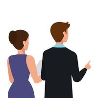 terug zakelijke paar elegante avatar karakter vector