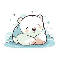 schattig polair beer slapen in de water. vector illustratie van een tekenfilm karakter.