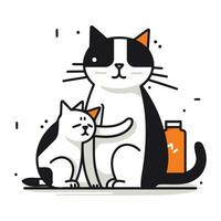 schattig kat en kat vector illustratie. schattig kat en kat in vlak stijl.