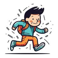tekenfilm jongen rennen. vector illustratie van een jongen in sportkleding.