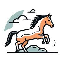 paard rennen Aan de weg. vector illustratie in lineair stijl.