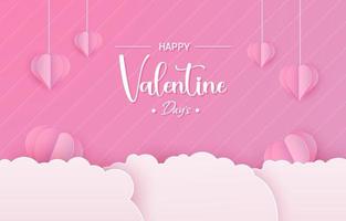 gelukkige Valentijnsdag groet achtergrond in papercut realistische stijl vector