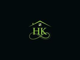 typografie hk gebouw logo, eerste hk luxe echt landgoed logo voor u vector