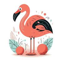 flamingo vector illustratie. schattig tekenfilm flamingo karakter.