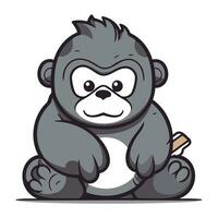 gorilla tekenfilm mascotte karakter met sigaret vector illustratie