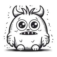 boos tekenfilm monster met hoorns. vector illustratie in wijnoogst stijl.