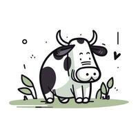 schattig hand- getrokken koe vector illustratie. schattig boerderij dier.