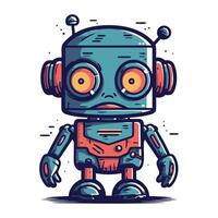 schattig robot met koptelefoon. vector illustratie. geïsoleerd Aan wit achtergrond.