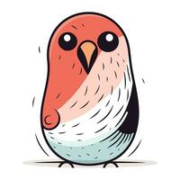 schattig hand- getrokken vector illustratie van een schattig weinig rood vogel.