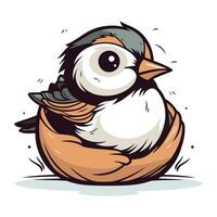 schattig tekenfilm weinig vogel zittend in een nest. vector illustratie.