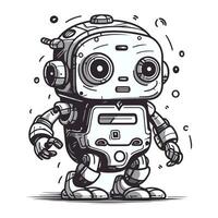 vector illustratie van schattig weinig robot. geïsoleerd Aan wit achtergrond.