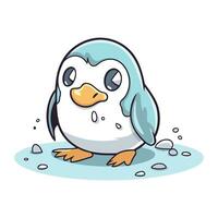 schattig tekenfilm pinguïn Aan ijs. vector illustratie geïsoleerd Aan wit achtergrond.