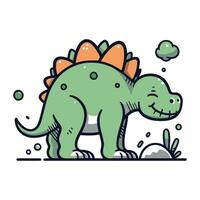 schattig tekenfilm dinosaurus in vlak stijl. vector illustratie voor kinderen.