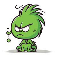 boos groen monster tekenfilm mascotte karakter vector illustratie.