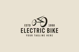 wijnoogst stijl elektrisch fiets logo vector icoon illustratie