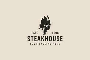 wijnoogst stijl Steak-restaurant logo vector icoon illustratie