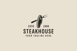 wijnoogst stijl Steak-restaurant logo vector icoon illustratie