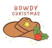 schattig cowboy Kerstmis hoed tekenfilm karakter hand- tekening vector