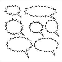 grappig toespraak bubbel illustratie. reeks van dialoog wolk. bericht en communicatie. tekenfilm praten ballon voor babbelen tekst. leeg schetsen element, tekening vorm vector