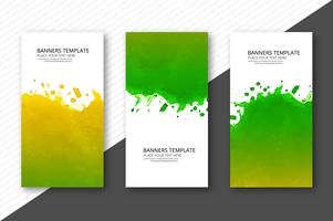 Set van drie banners abstracte kleurrijke aquarel ontwerp vector