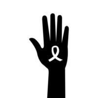 silhouet van hand en lint geïsoleerd pictogram vector