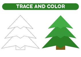 spoor en kleur groen Kerstmis boom. werkblad voor kinderen vector