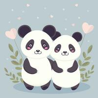 panda paar Valentijn vector