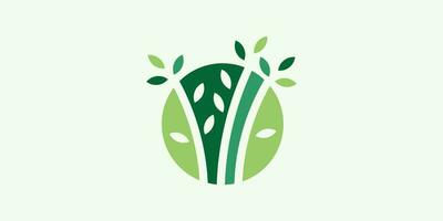 logo combinatie van natuurlijk planten met een cirkel vorm geven aan, vector