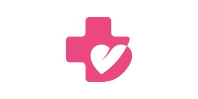 Gezondheid logo ontwerp met een combinatie van plus en hart. vector