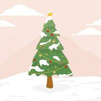 illustratie van een wijnoogst Kerstmis boom met Kerstmis ornamenten vector