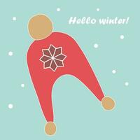 winter kinderen hoed met buboes. Hallo winter. vlak vector illustratie