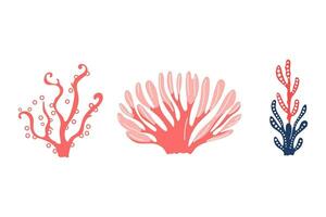 zee planten, water, vlak stijl vector, roze en blauw, geïsoleerd Aan wit. vector