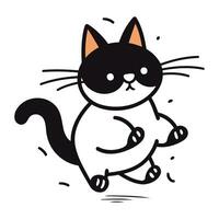 vector illustratie van een schattig zwart kat rennen. geïsoleerd Aan een wit achtergrond.